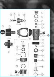 Exploded diagram of a 1st stage regulator